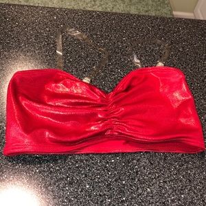 Metallic Red Bandeau Top